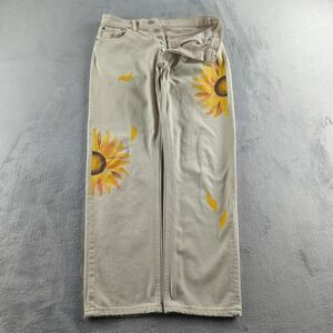 Vintage 90s Levis 517 Jeans 32 (Fits 30x31) Light Brown Bootcut Tan Flower Art